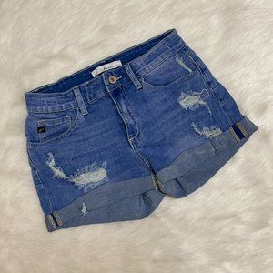 KanCan Distressed Denim Rolled Hem Jean Shorts SZ 25/3